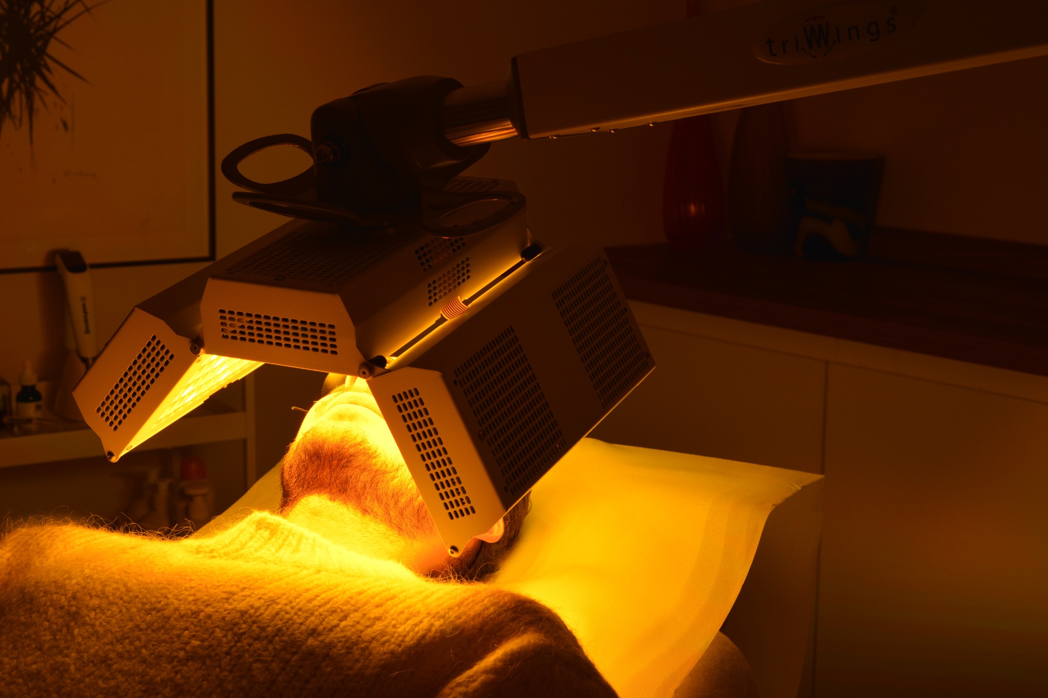 séance de photothérapie led jaune